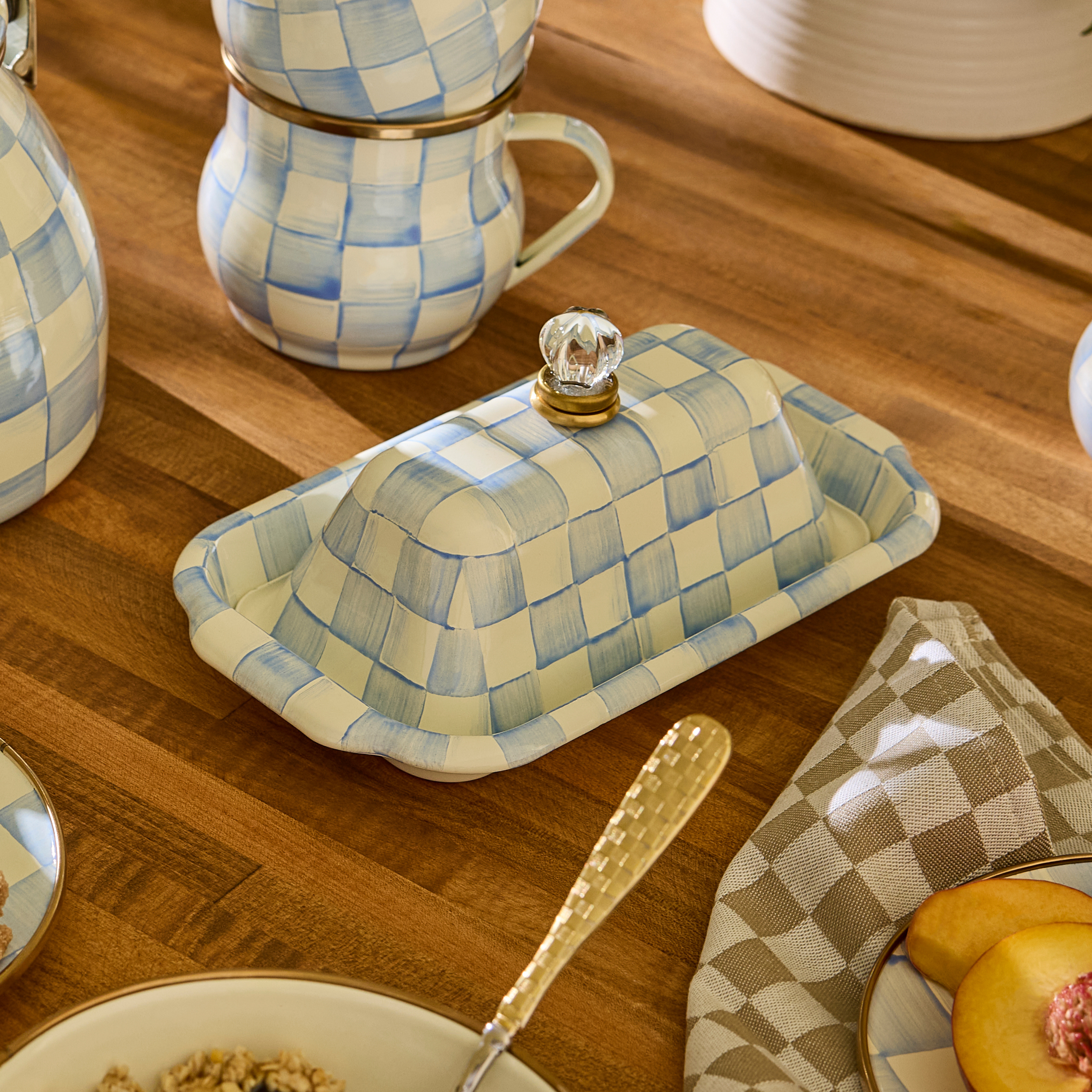 MacKenzie-Childs Sky Check Butter Box