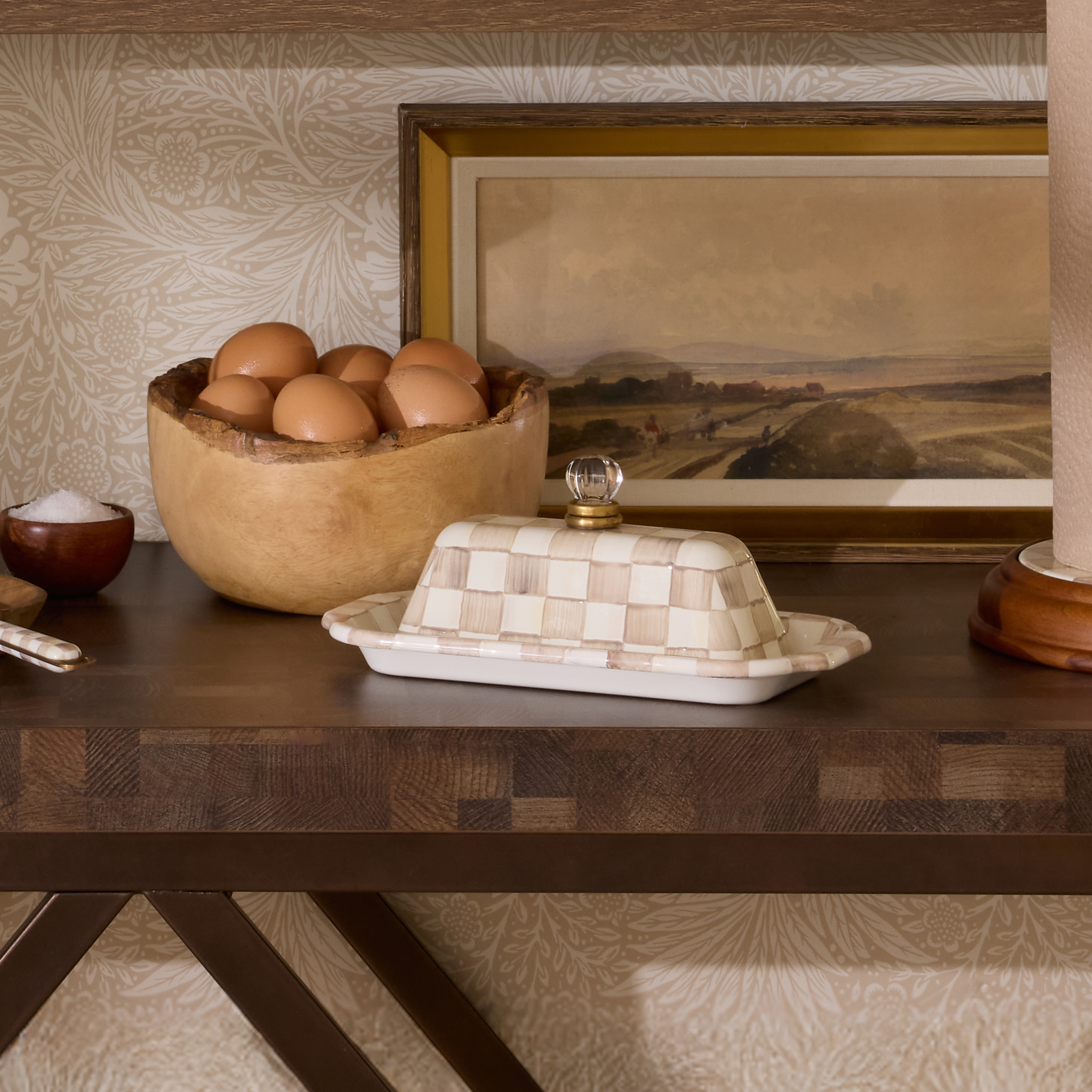MacKenzie-Childs | Mocha Check Butter Box
