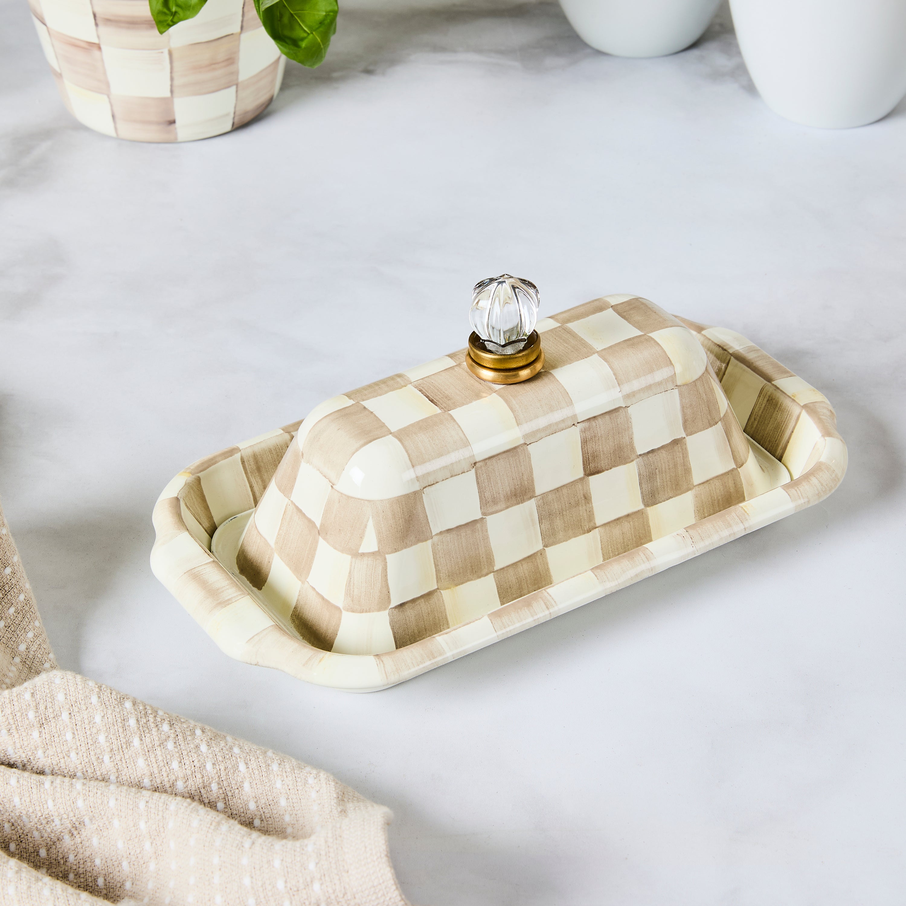 MacKenzie-Childs | Mocha Check Butter Box