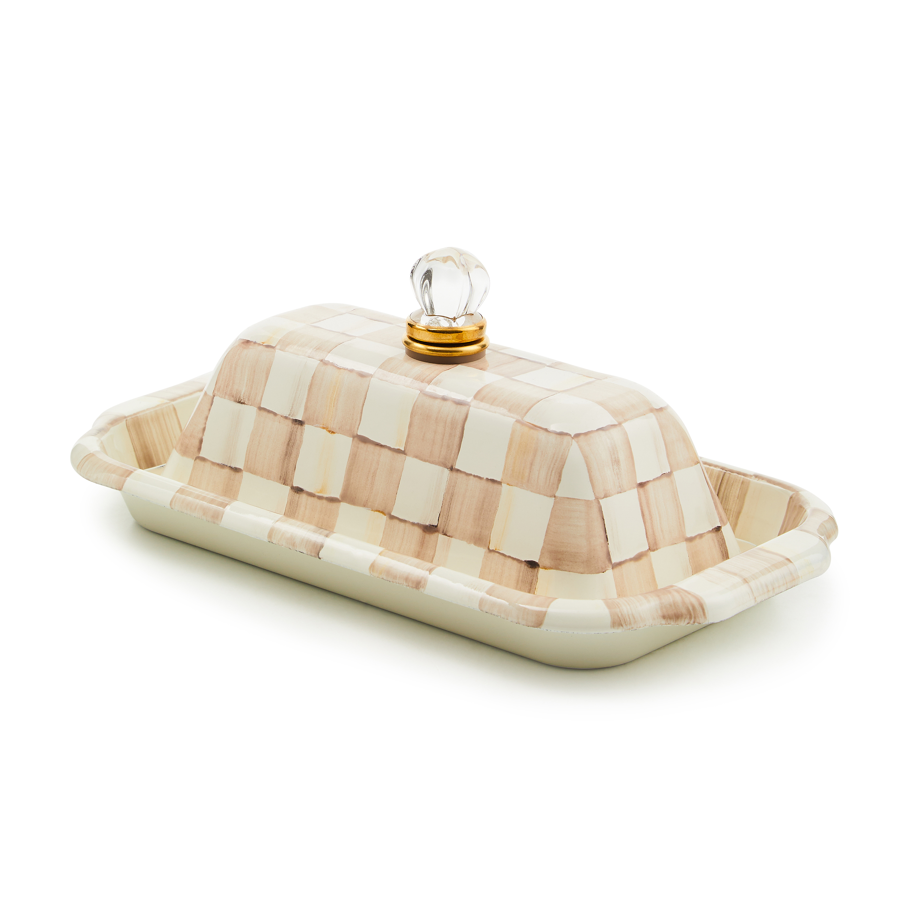 MacKenzie-Childs | Mocha Check Butter Box