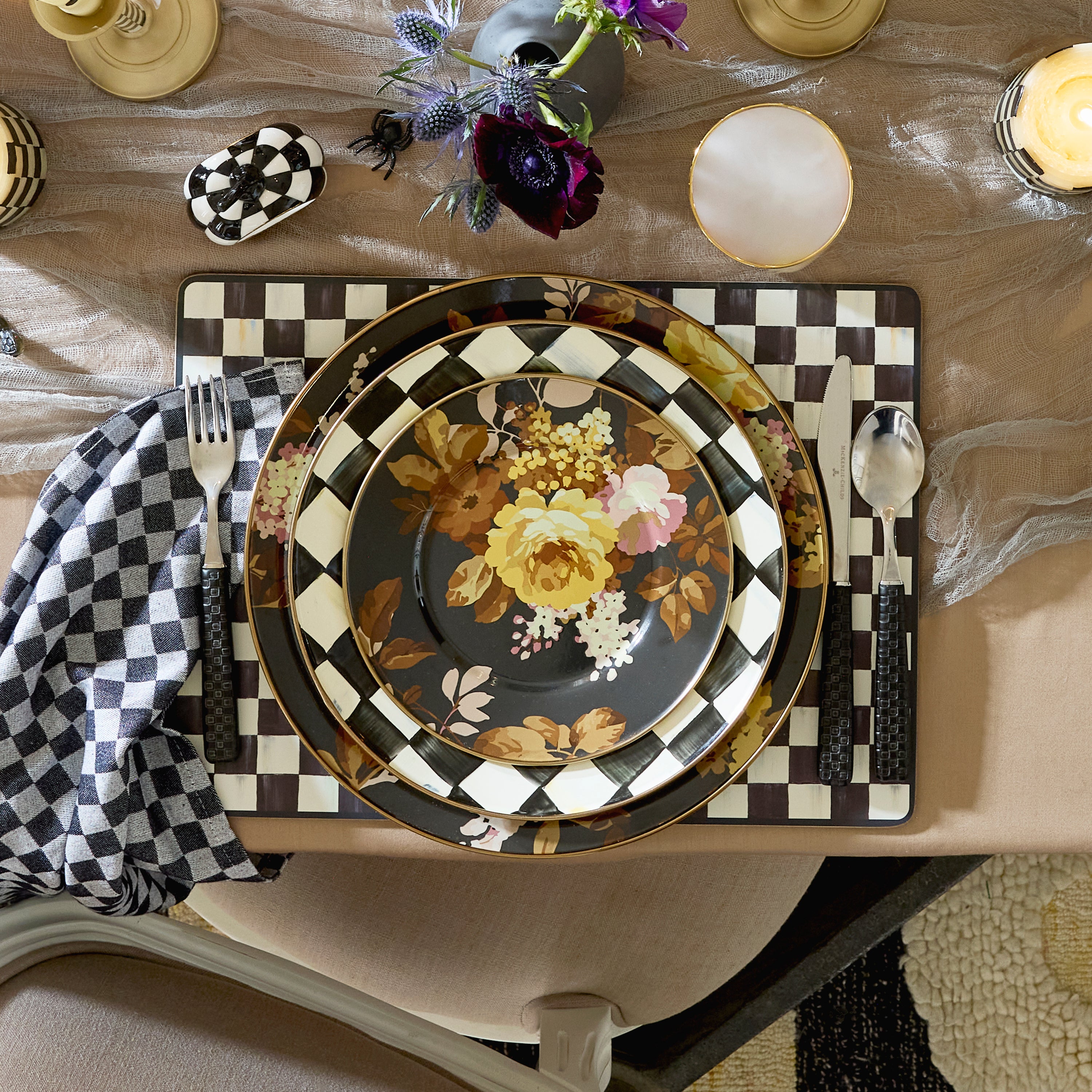 MacKenzie-Childs | Wild Rose Brown Charger Plate