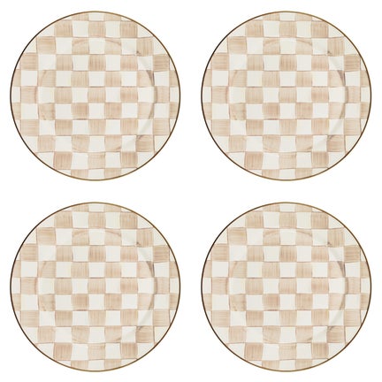Mocha Check Chargers, Set of 4