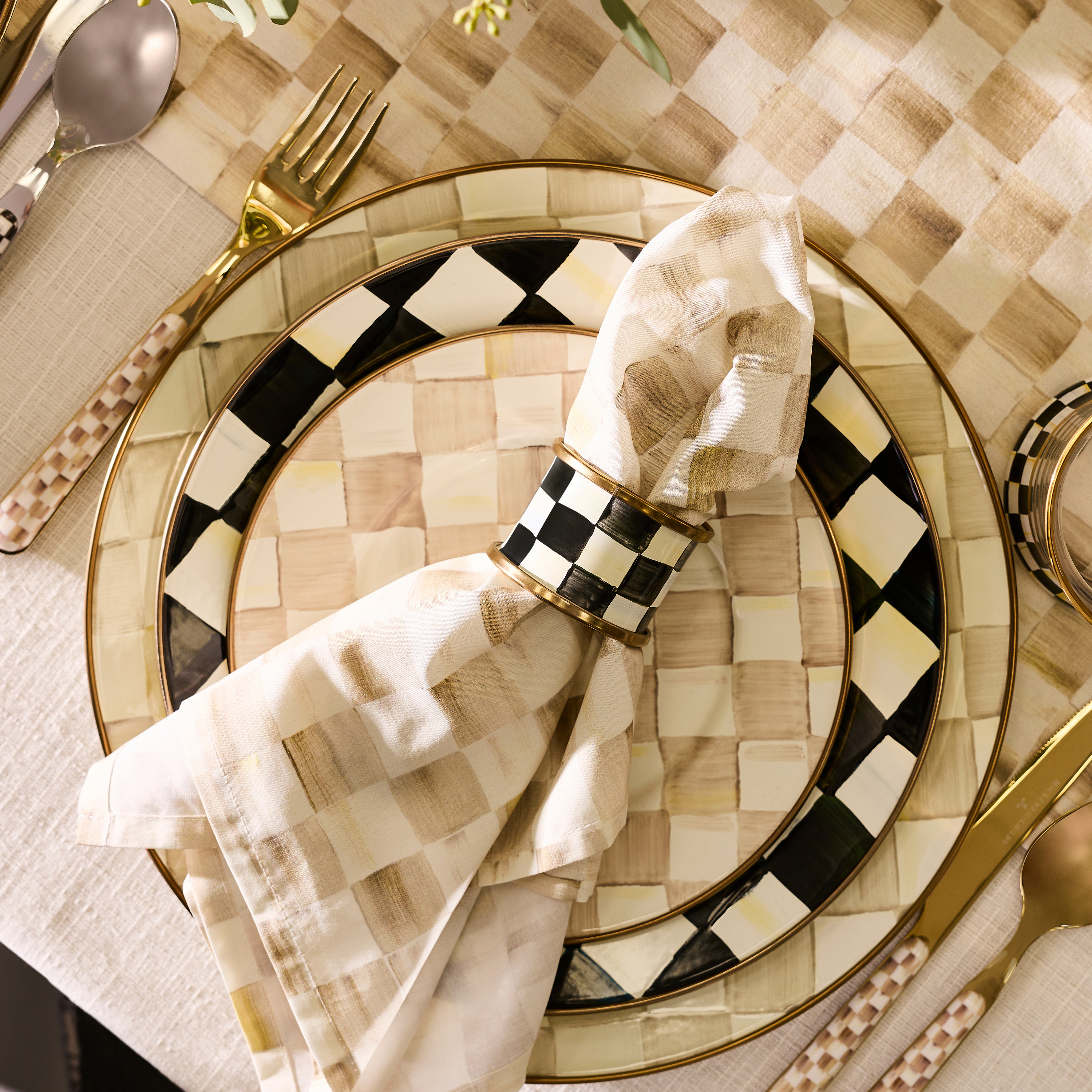 MacKenzie-Childs | Mocha Check Charger/Plate