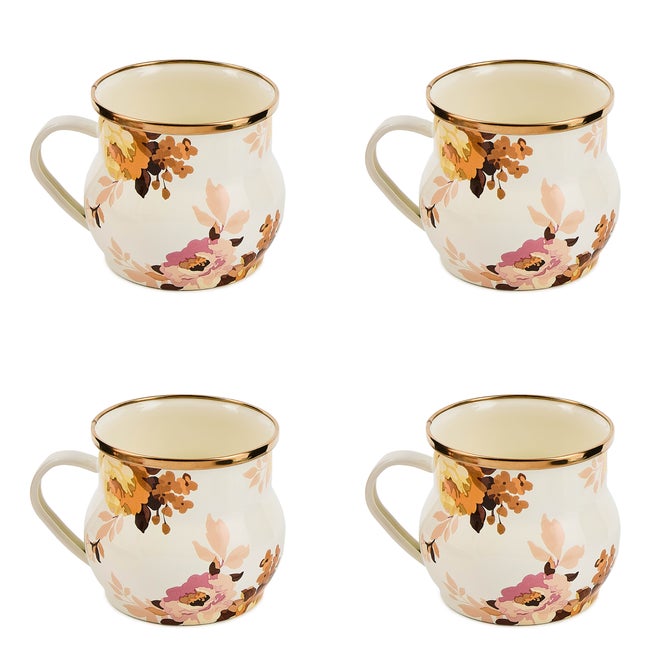 Wild Rose White Mugs, Set of 4 image number 0