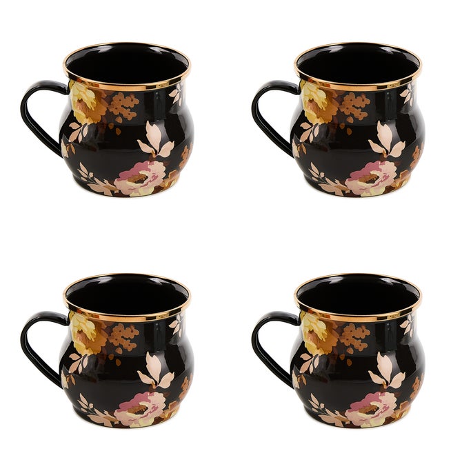 Wild Rose Brown Mugs, Set of 4 image number 0