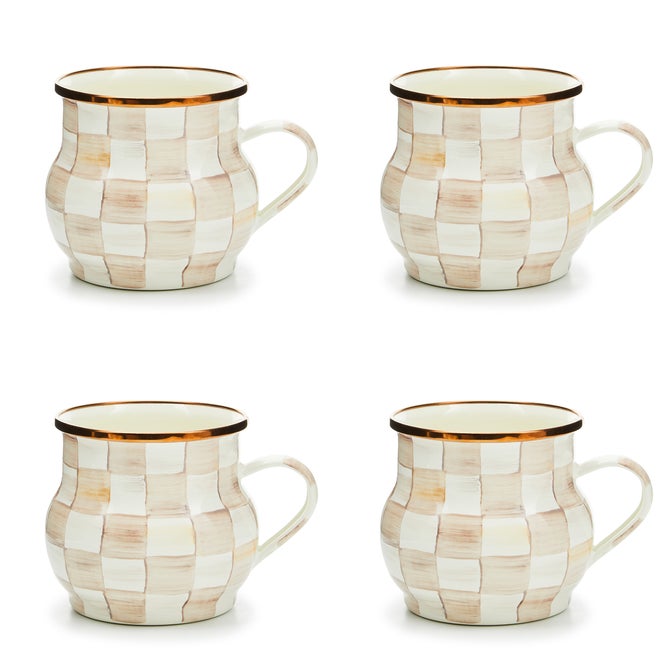 Mocha Check Mugs, Set of 4 image number 0