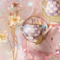 Violet Check Teacup