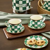 Emerald Check Saucer
