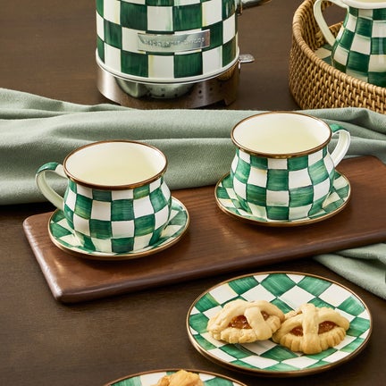 Emerald Check Saucer