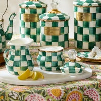 Emerald Check Lidded Sugar Bowl