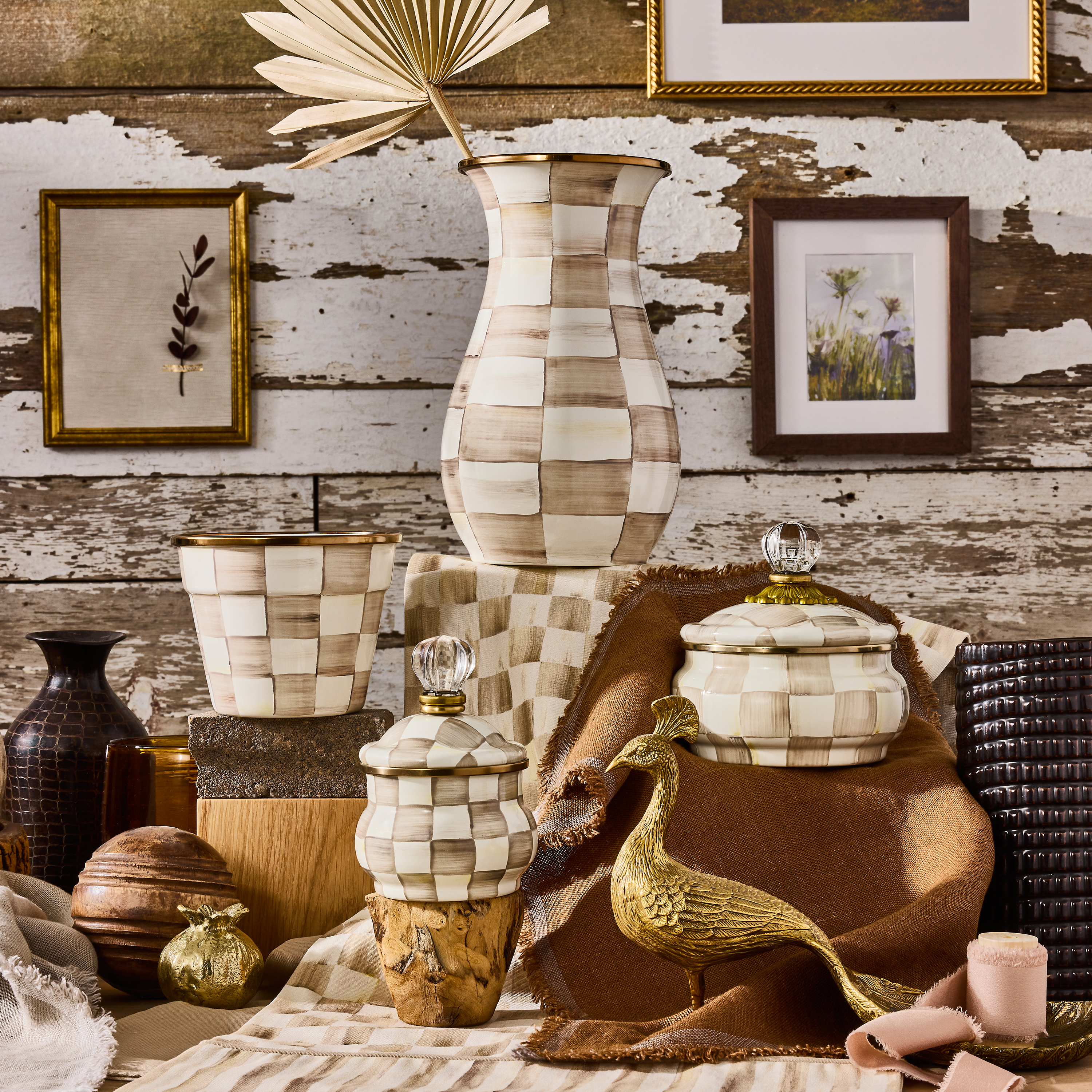 MacKenzie-Childs | Mocha Check Lidded Sugar Bowl