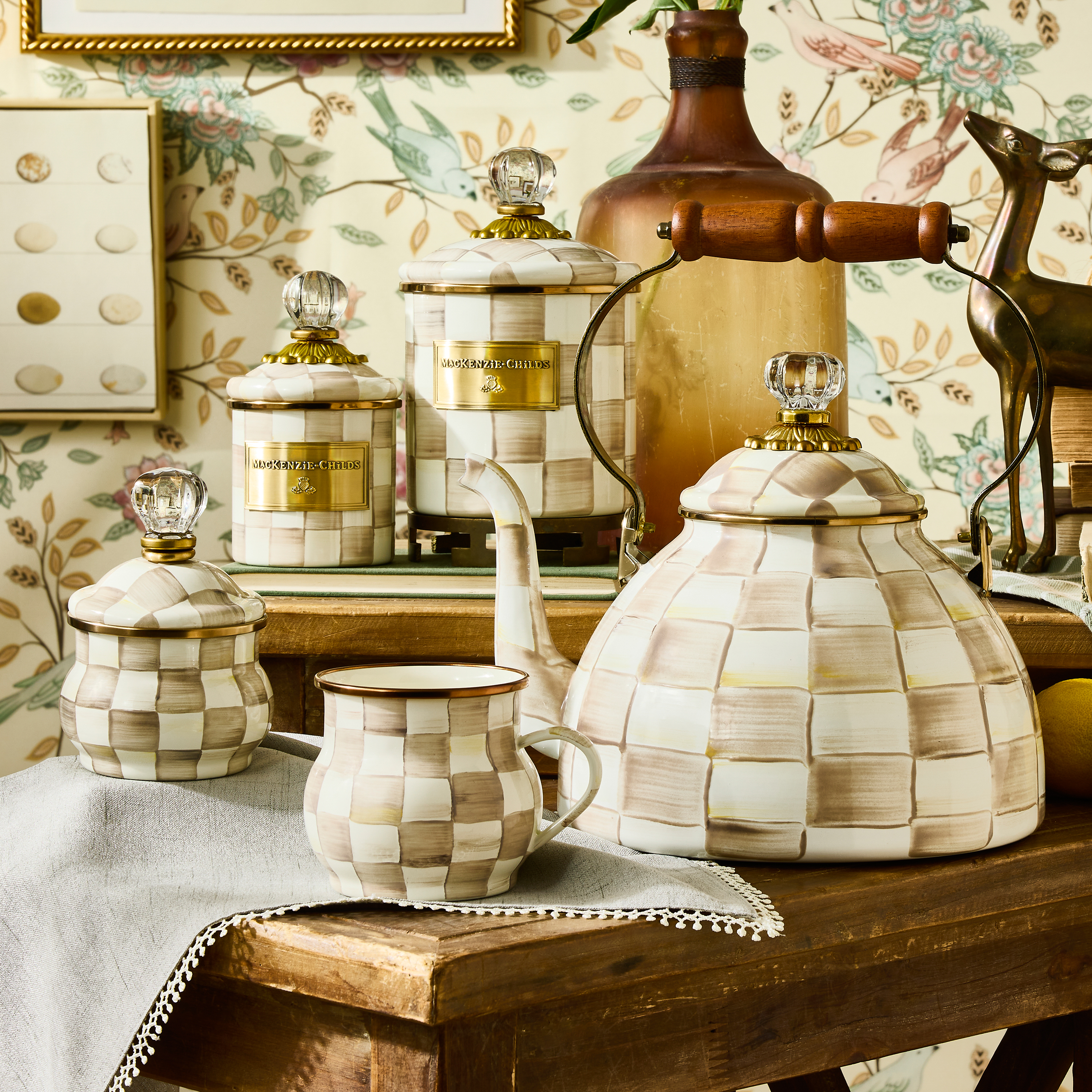 MacKenzie-Childs | Mocha Check Lidded Sugar Bowl