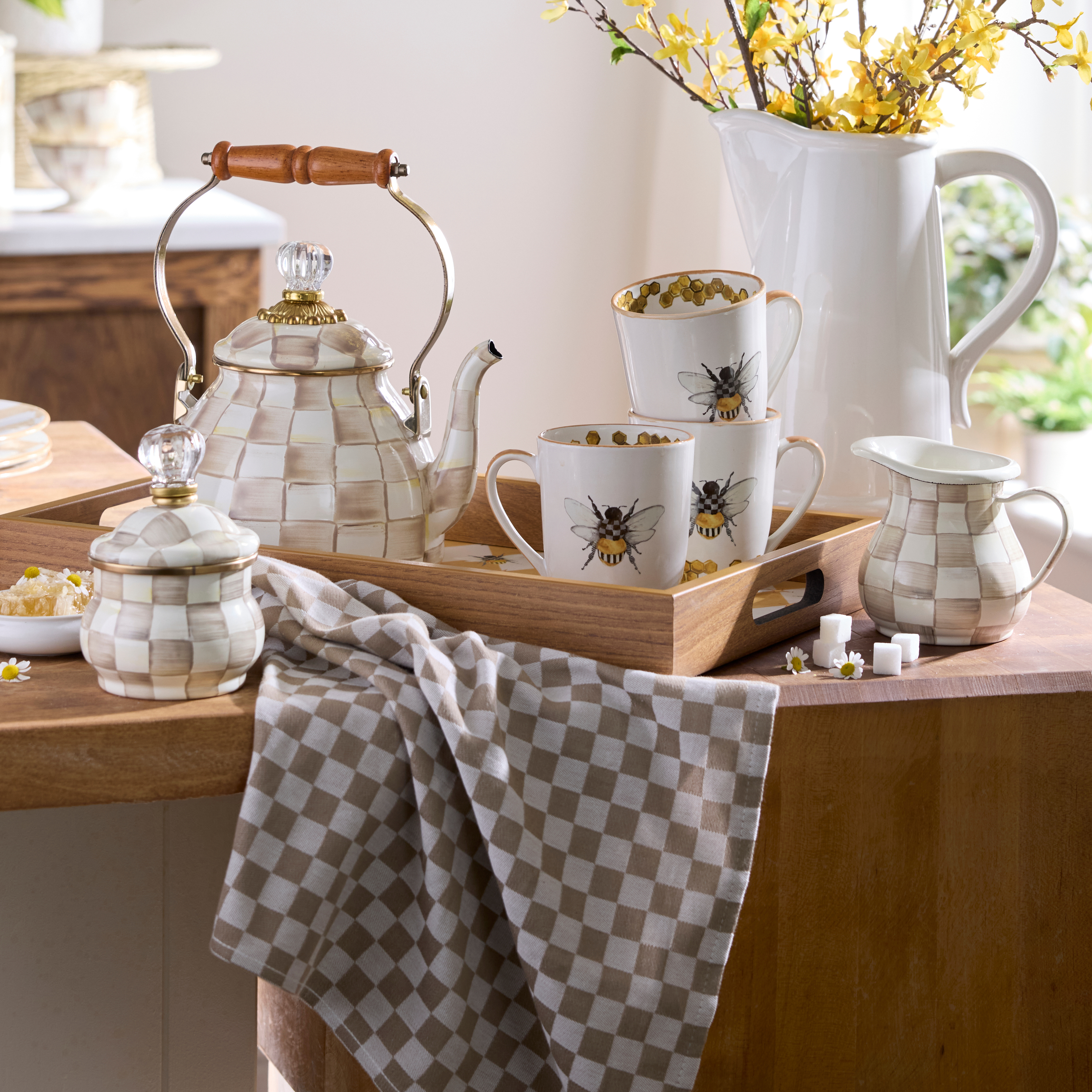 MacKenzie-Childs | Mocha Check Lidded Sugar Bowl
