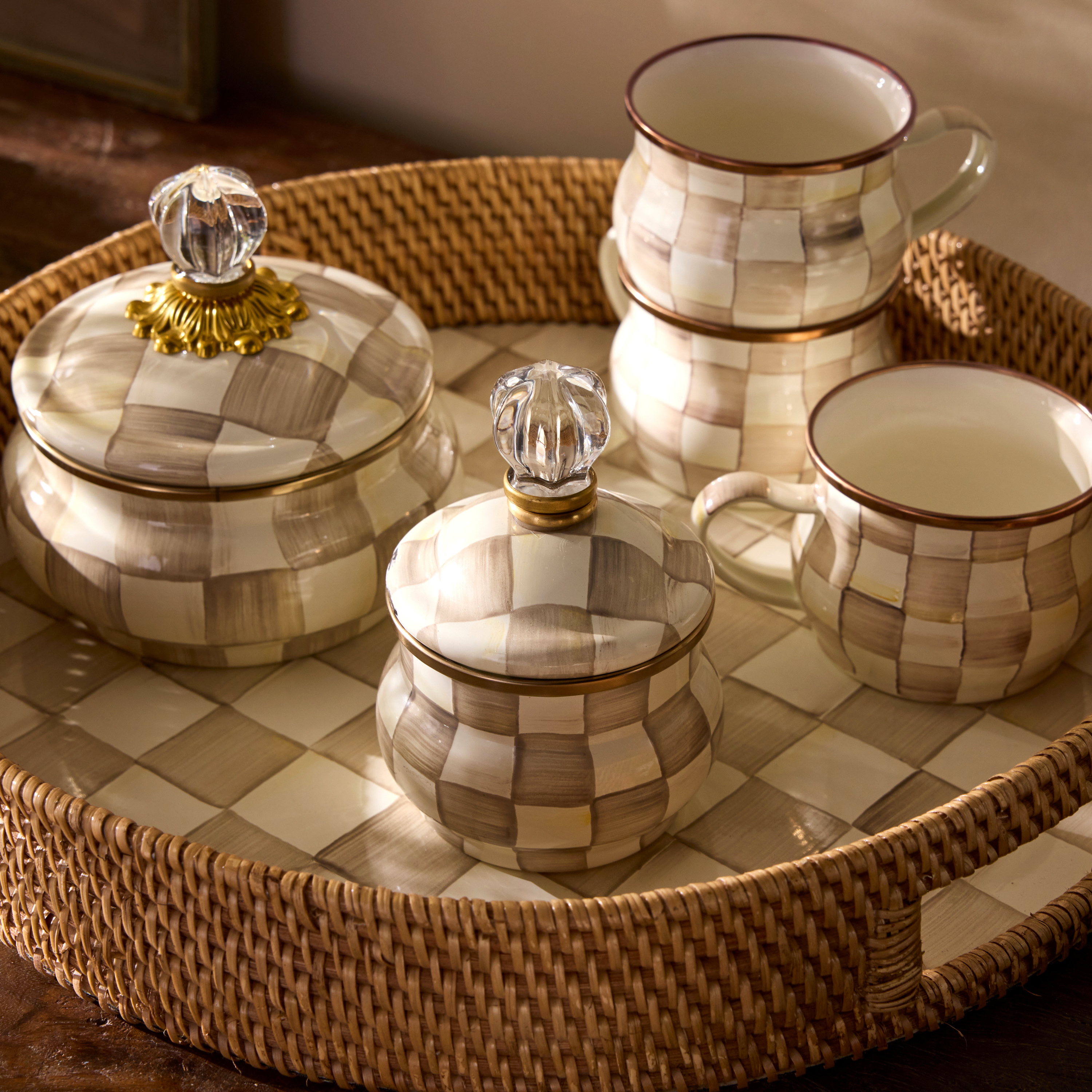 MacKenzie-Childs | Mocha Check Lidded Sugar Bowl