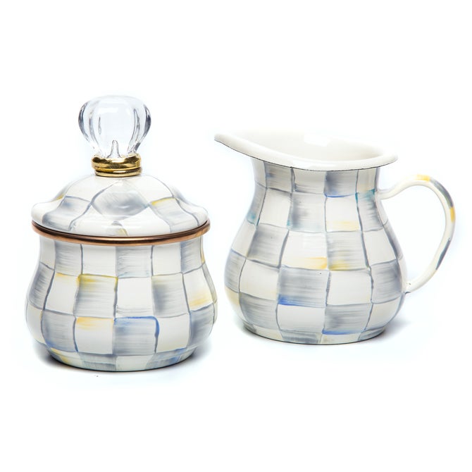 Sterling Check Creamer & Sugar Bowl Set image number 1