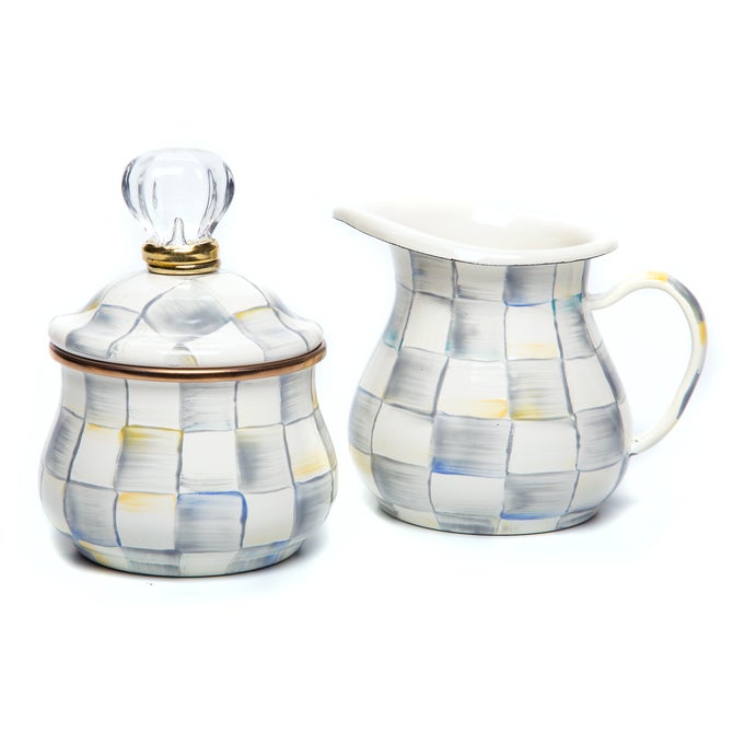 Sterling Check Creamer & Sugar Bowl Set image number 0
