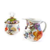 White Flower Market Creamer & Sugar Bowl Set