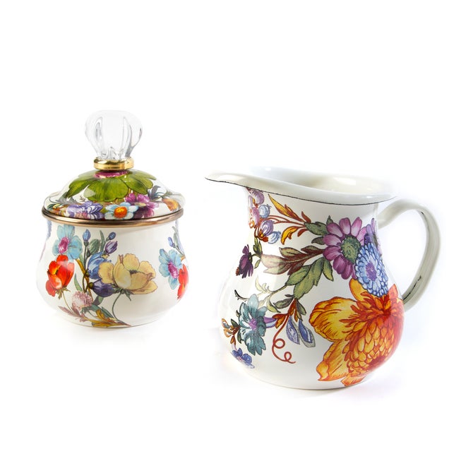 White Flower Market Creamer & Sugar Bowl Set image number 1