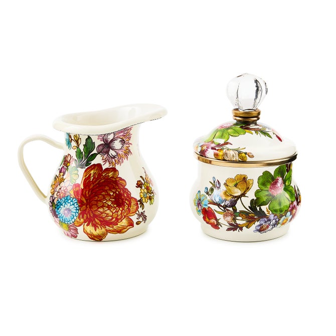 White Flower Market Creamer & Sugar Bowl Set image number 0