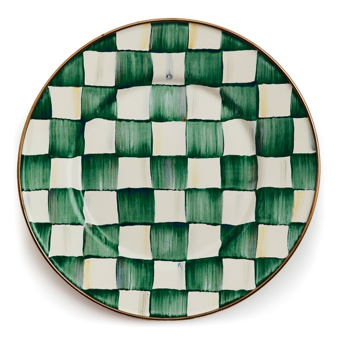 Emerald Check Salad Plate image number 0