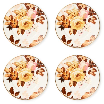 Wild Rose White Salad Plates, Set of 4