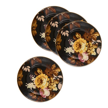 Wild Rose Brown Salad Plates, Set of 4