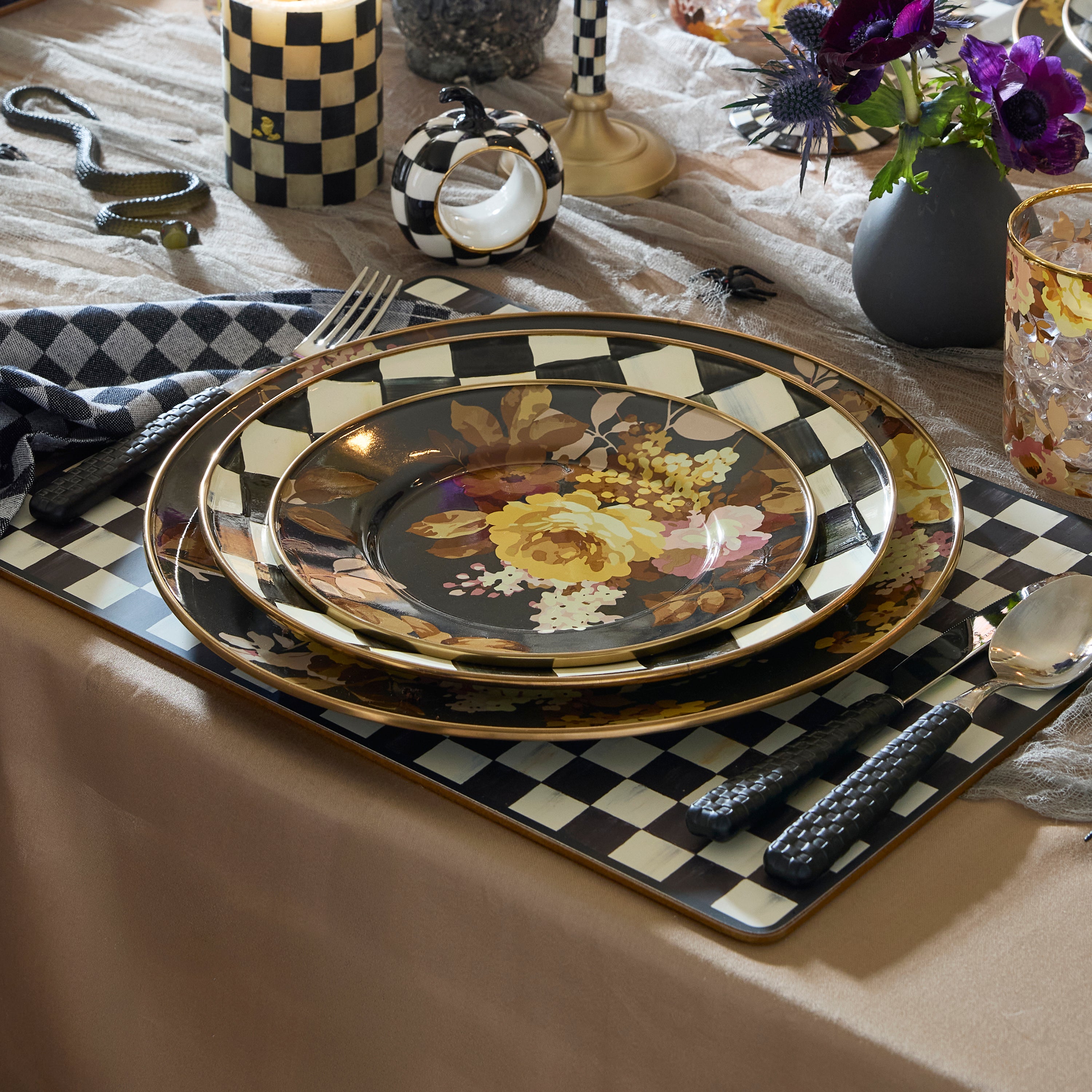MacKenzie-Childs | Wild Rose Brown Salad Plate