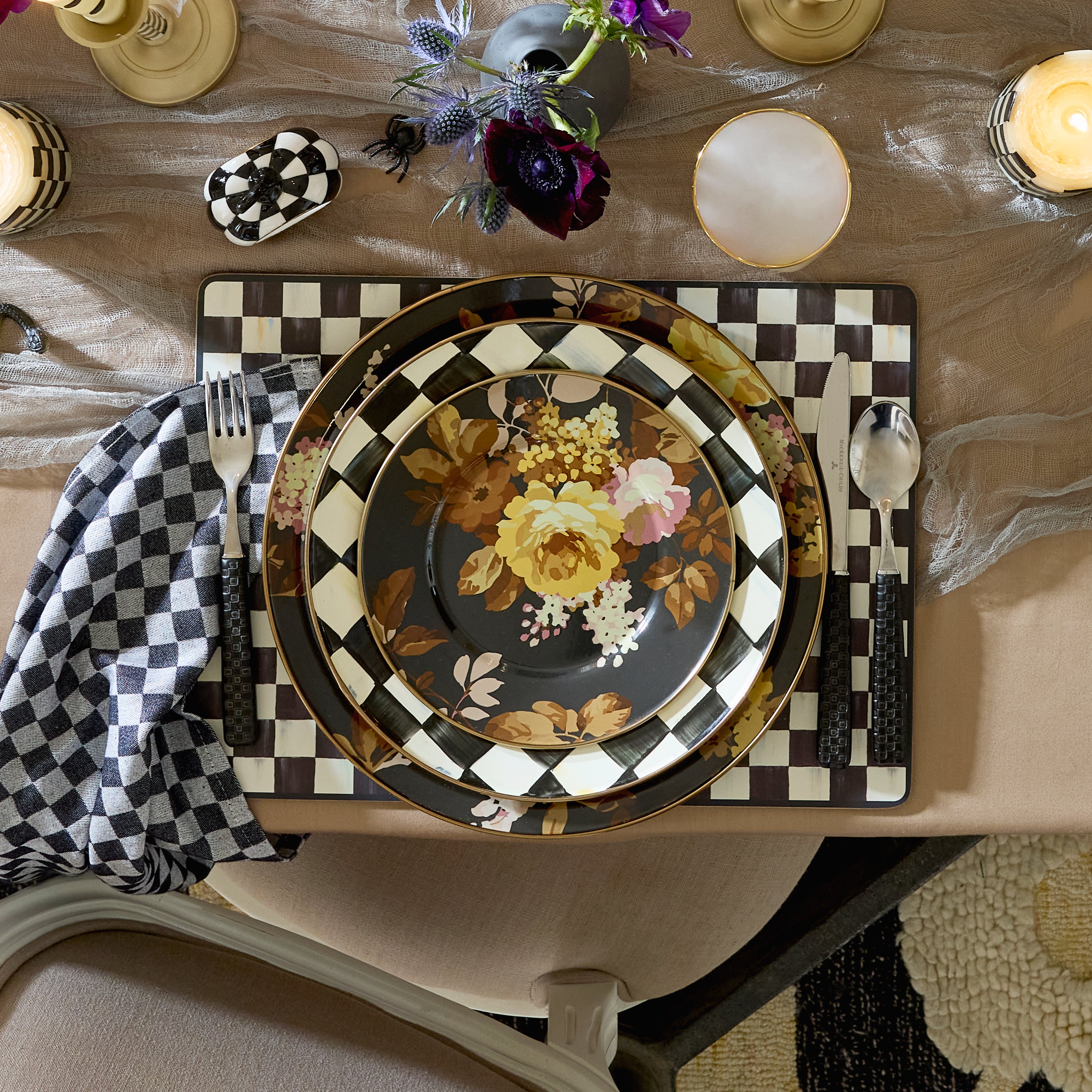 MacKenzie-Childs | Wild Rose Brown Salad Plate
