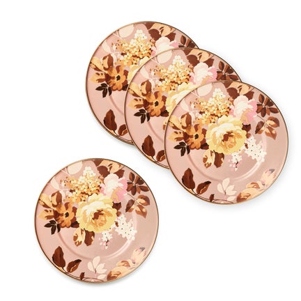 Wild Rose Mauve Salad Plates, Set of 4