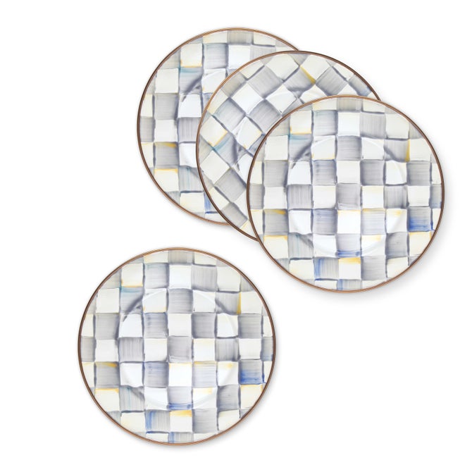 Sterling Check Salad Plates, Set of 4 image number 1