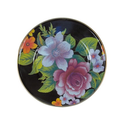 Black Flower Market Salad/Dessert Plate