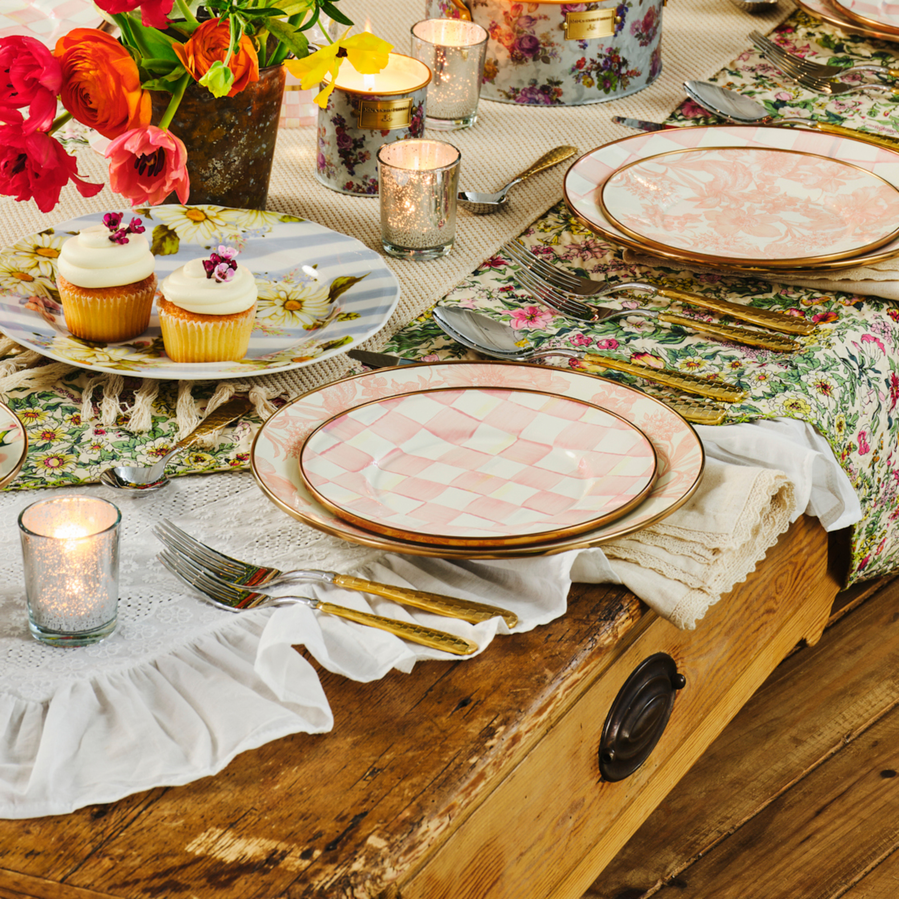 MacKenzie-Childs | Rosy Check Salad/Dessert Plate
