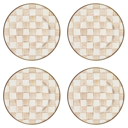 Mocha Check Salad Plates, Set of 4