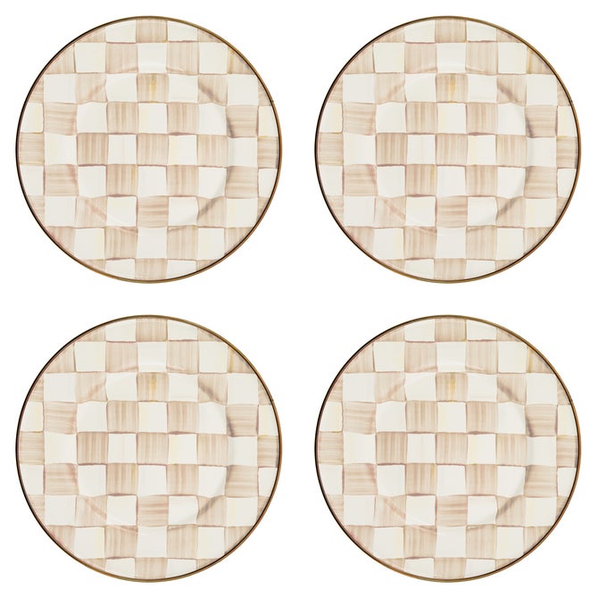 Mocha Check Salad Plates, Set of 4 image number 0