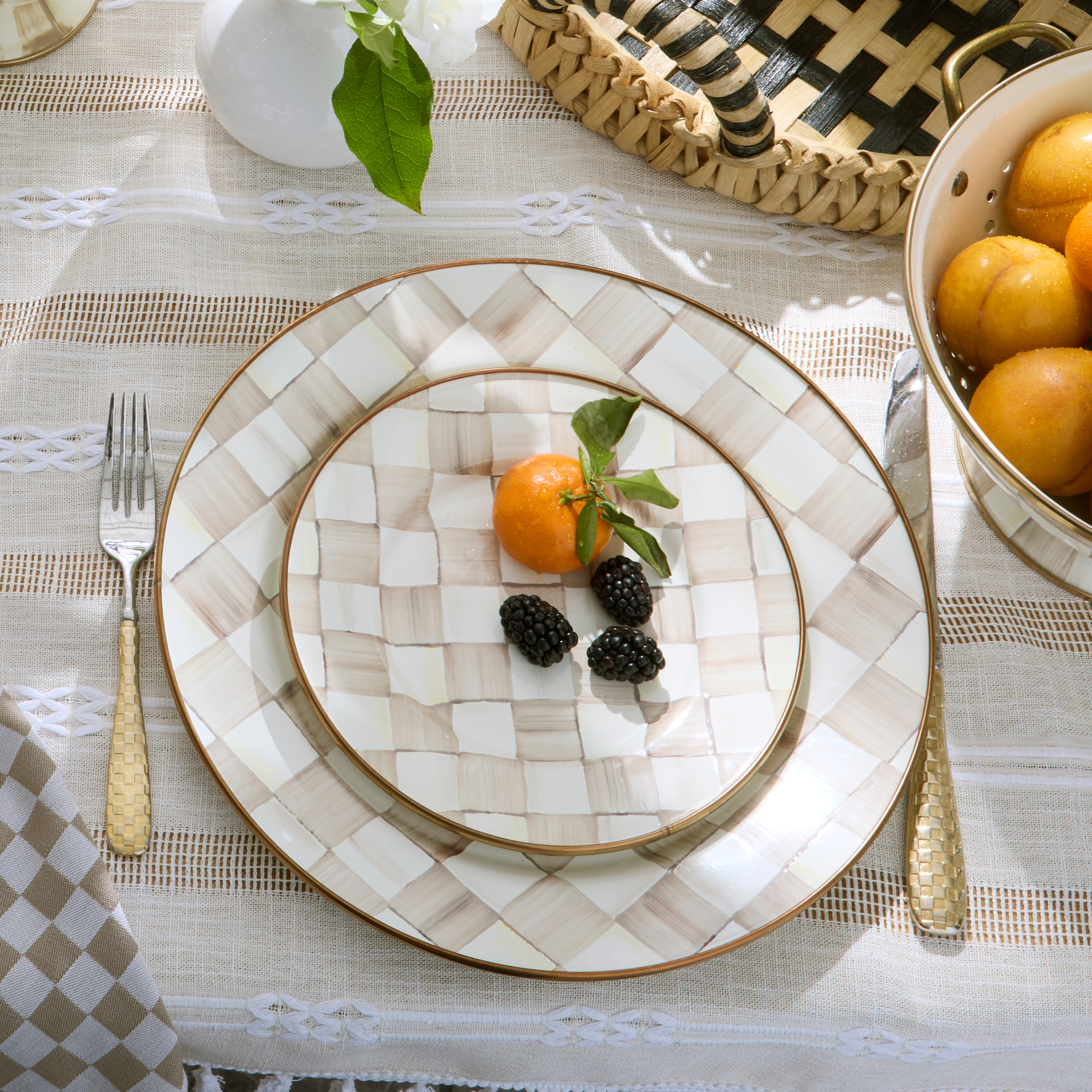 MacKenzie-Childs | Mocha Check Salad Plate
