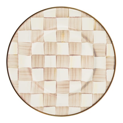 Mocha Check Salad Plate