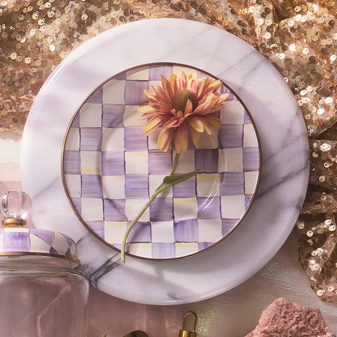 Violet Check Salad/Dessert Plate image number 1