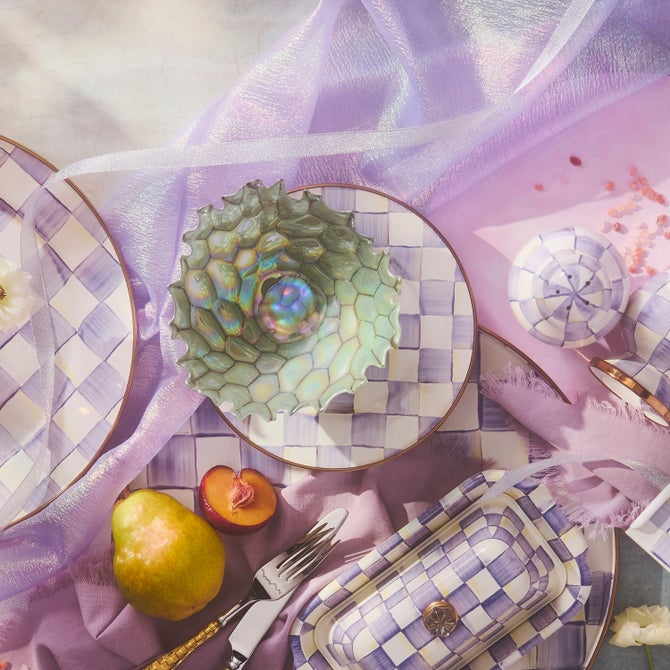 Violet Check Salad/Dessert Plate image number 5