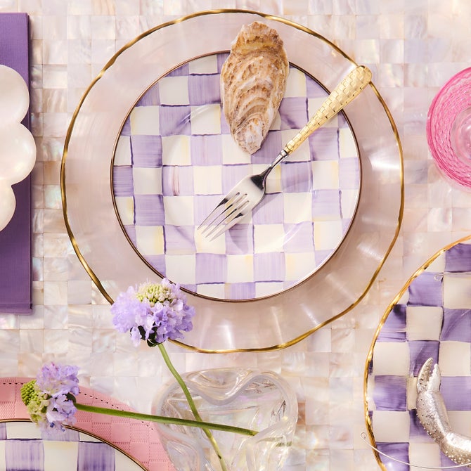 Violet Check Salad/Dessert Plate image number 6