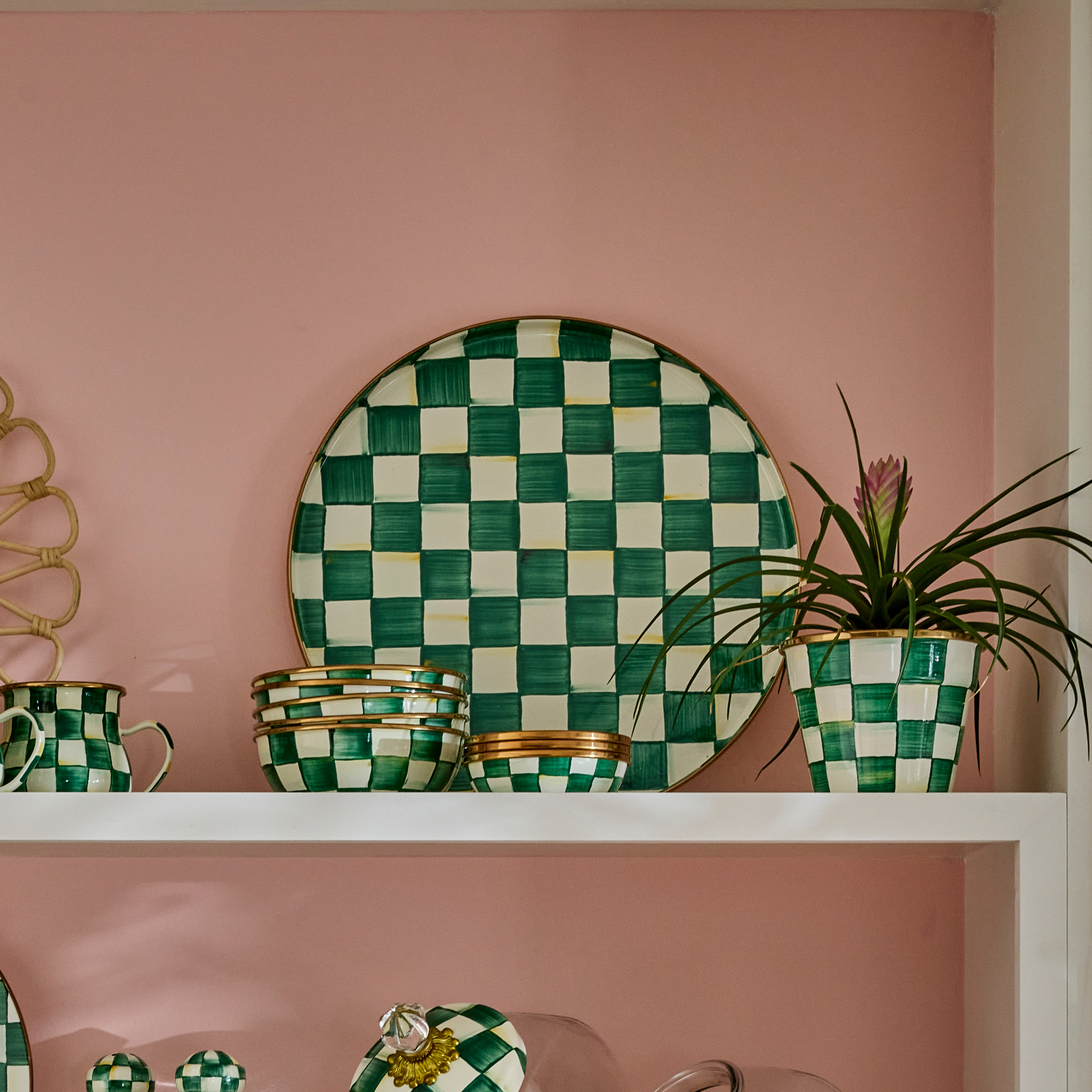【新品】McKenzie-Childs チェック柄　トレイ MacKenzie-Childs | Emerald Check Serving Platter
