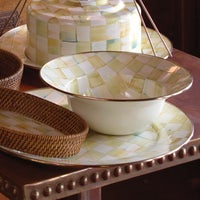 Parchment Check Enamel Serving Platter