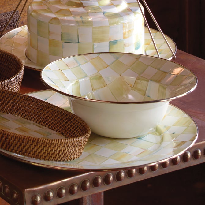 Parchment Check Enamel Serving Platter image number 1