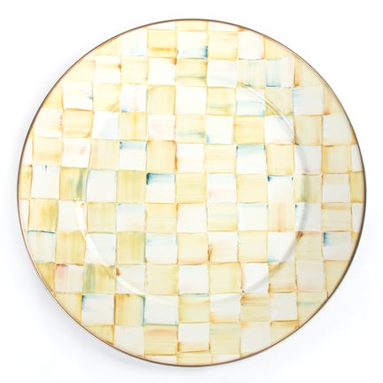 Parchment Check Enamel Serving Platter
