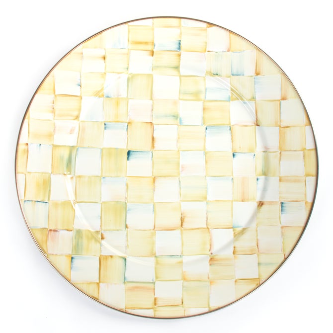 Parchment Check Enamel Serving Platter image number 0