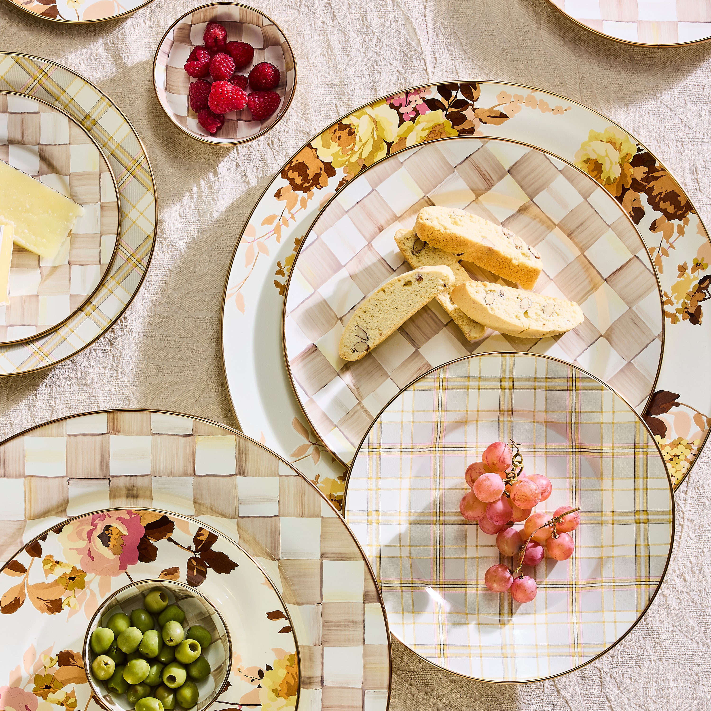 McKenzie-Childs ローズ柄コンポート THE ROSY CHECK COLLECTION
