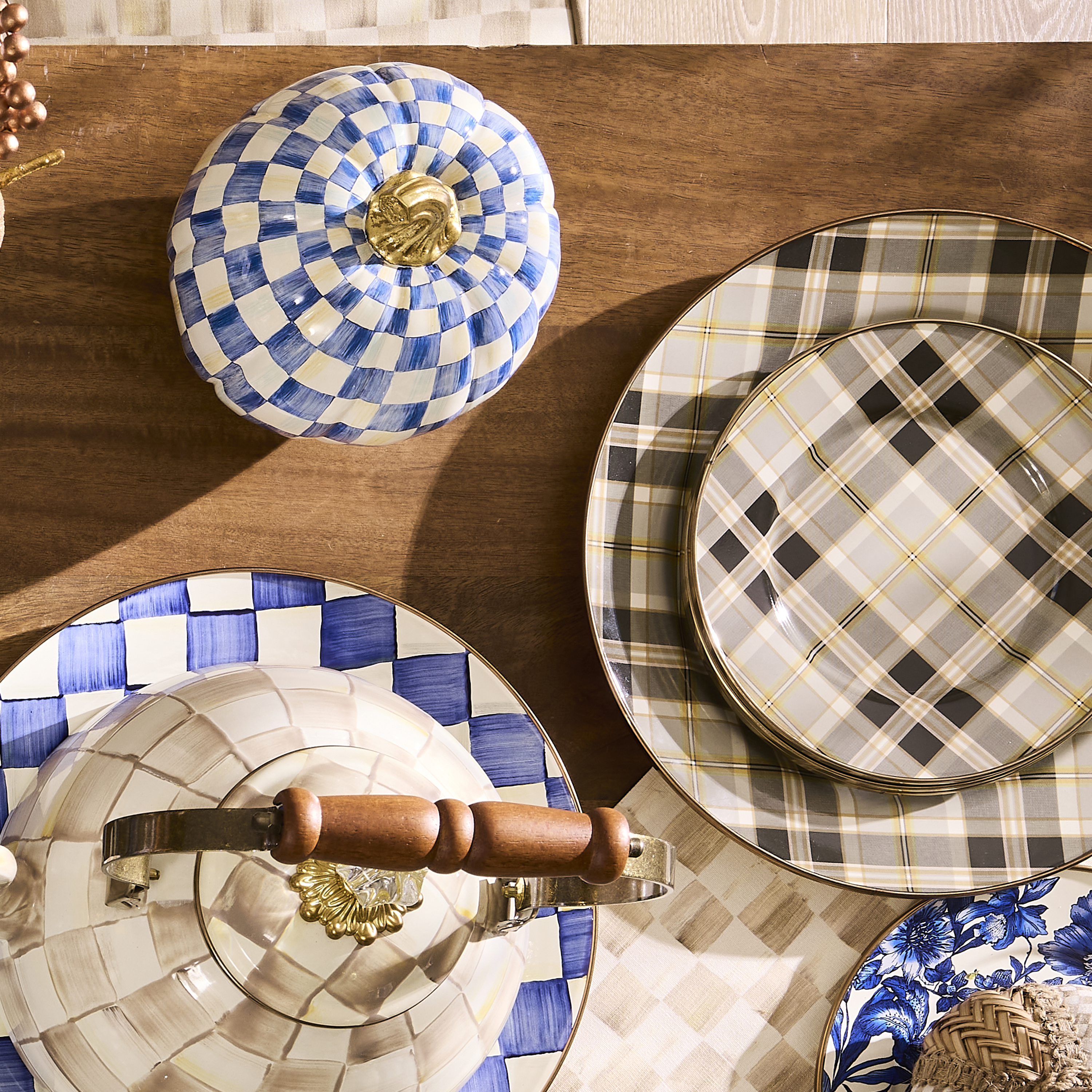 【新品】McKenzie-Childs チェック柄　トレイ MacKenzie-Childs | Tartan Mocha Serving Platter