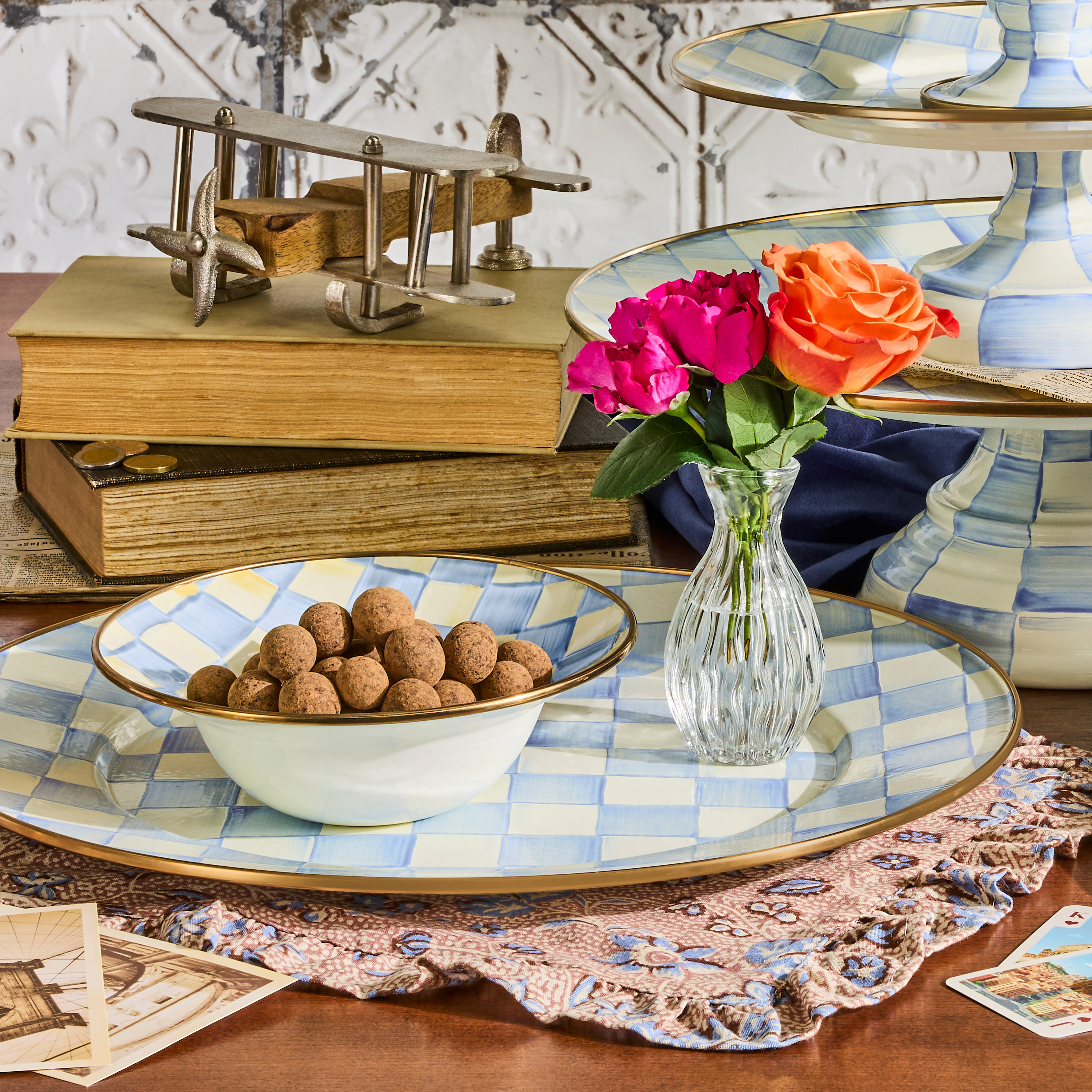 MacKenzie-Childs Sky Check Serving Platter - Thumbnail 4