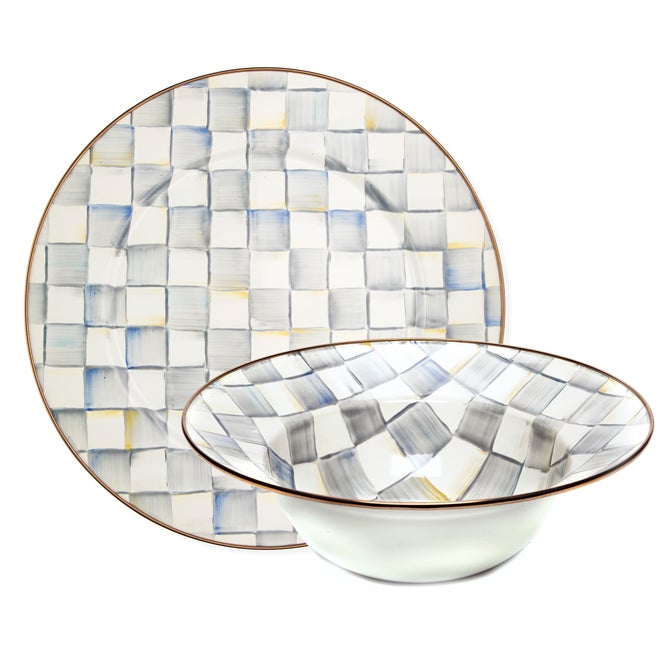 Sterling Check Serving Platter & Bowl Set image number 0
