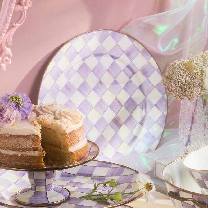 Violet Check Serving Platter image number 1