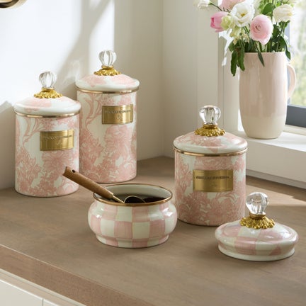 Rosy English Garden Canisters, Set of 3